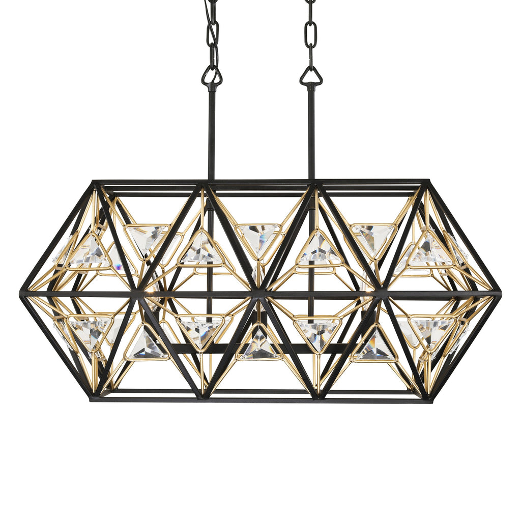 Marcia 3 Light Linear Pendant - Matte Black/French Gold
