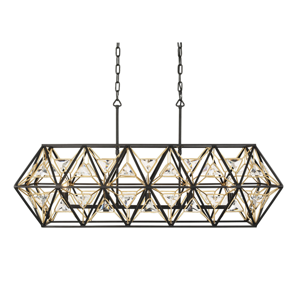 Marcia 5 Light Linear Pendant - Matte Black/French Gold