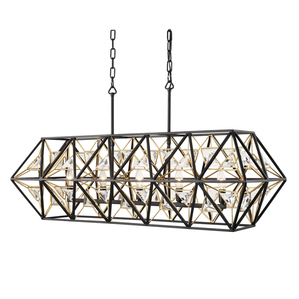 Marcia 5 Light Linear Pendant - Matte Black/French Gold
