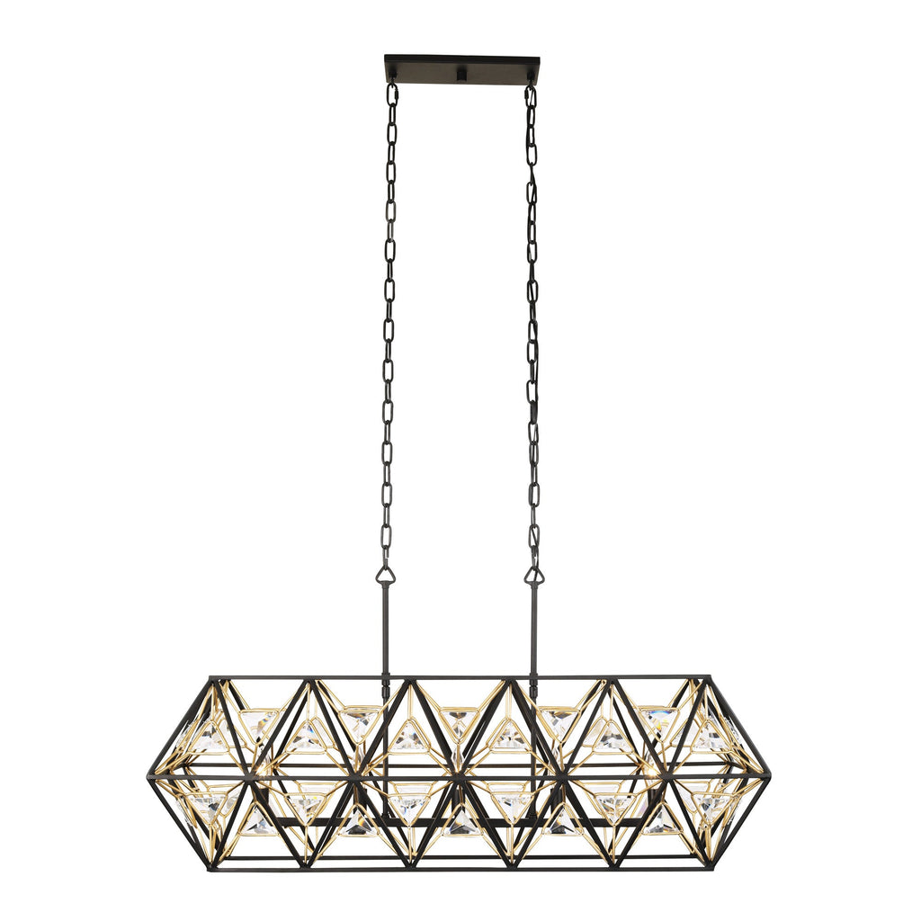 Marcia 5 Light Linear Pendant - Matte Black/French Gold
