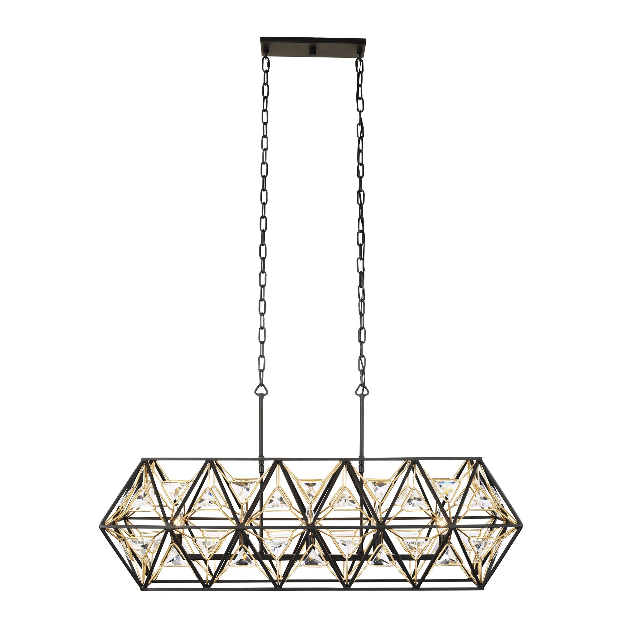 Marcia 5 Light Linear Pendant - Matte Black/French Gold