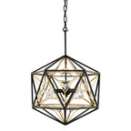 Marcia 3 Light Orb Pendant - Matte Black/French Gold