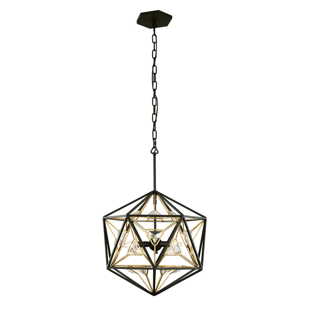 Marcia 3 Light Orb Pendant - Matte Black/French Gold