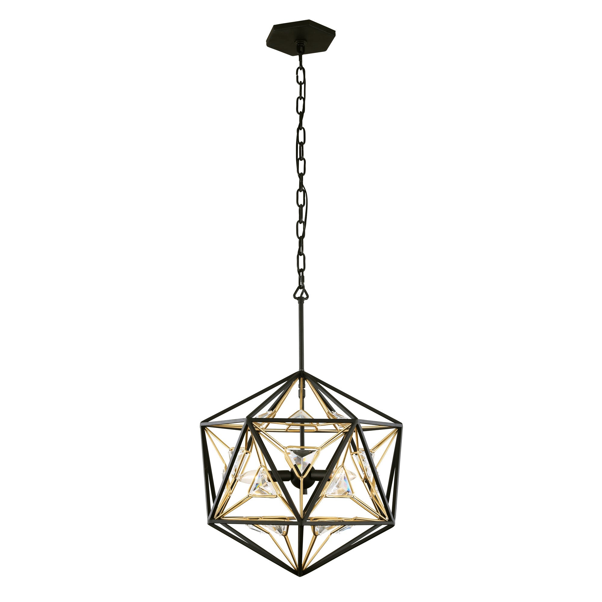 Marcia 3 Light Orb Pendant - Matte Black/French Gold