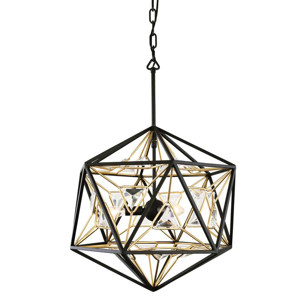 Marcia 3 Light Orb Pendant - Matte Black/French Gold