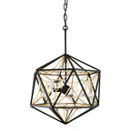 Marcia 3 Light Orb Pendant - Matte Black/French Gold