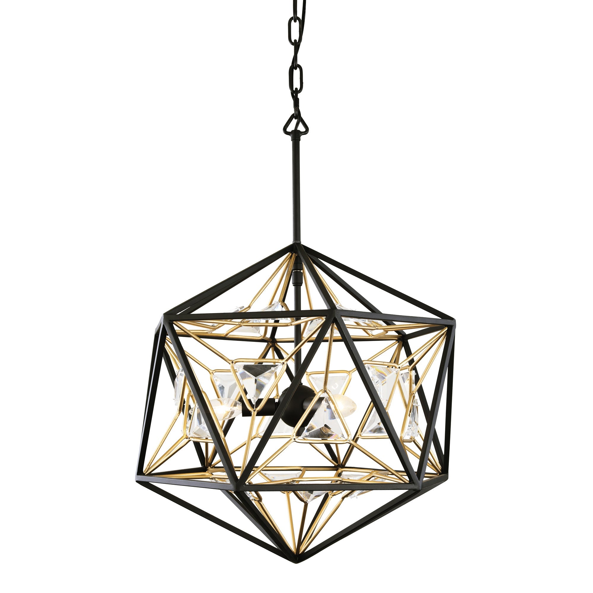 Marcia 3 Light Orb Pendant - Matte Black/French Gold