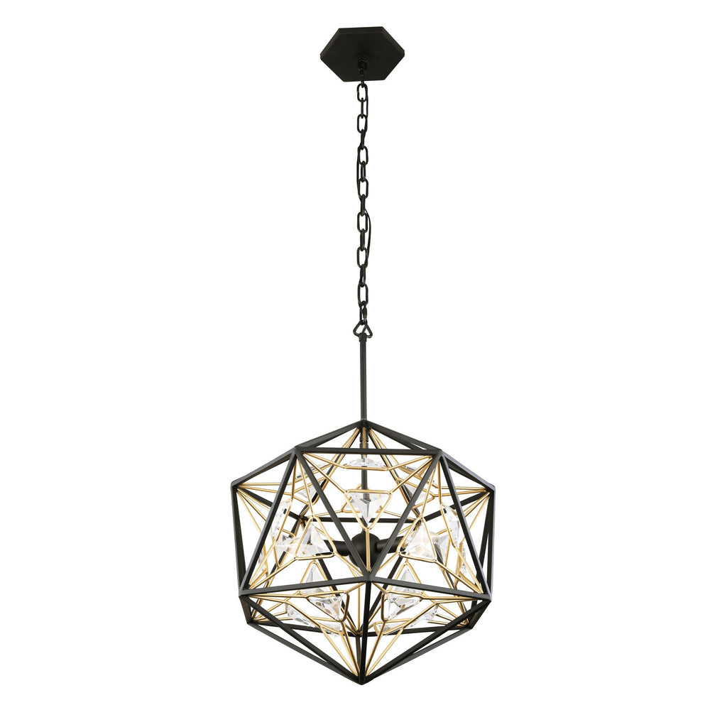 Marcia 3 Light Orb Pendant - Matte Black/French Gold