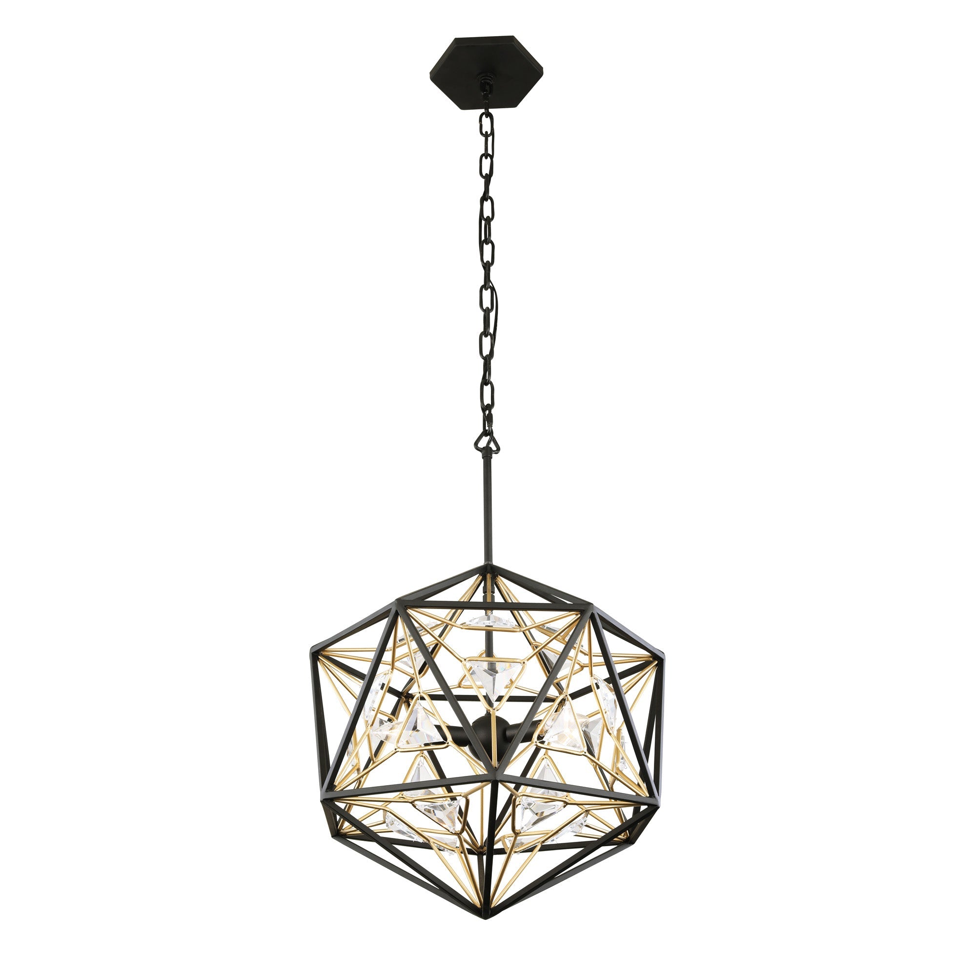 Marcia 3 Light Orb Pendant - Matte Black/French Gold