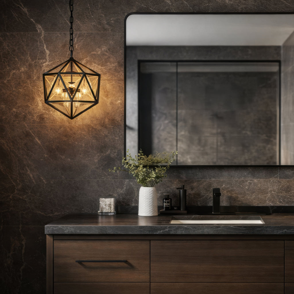 Marcia 3 Light Orb Pendant - Matte Black/French Gold