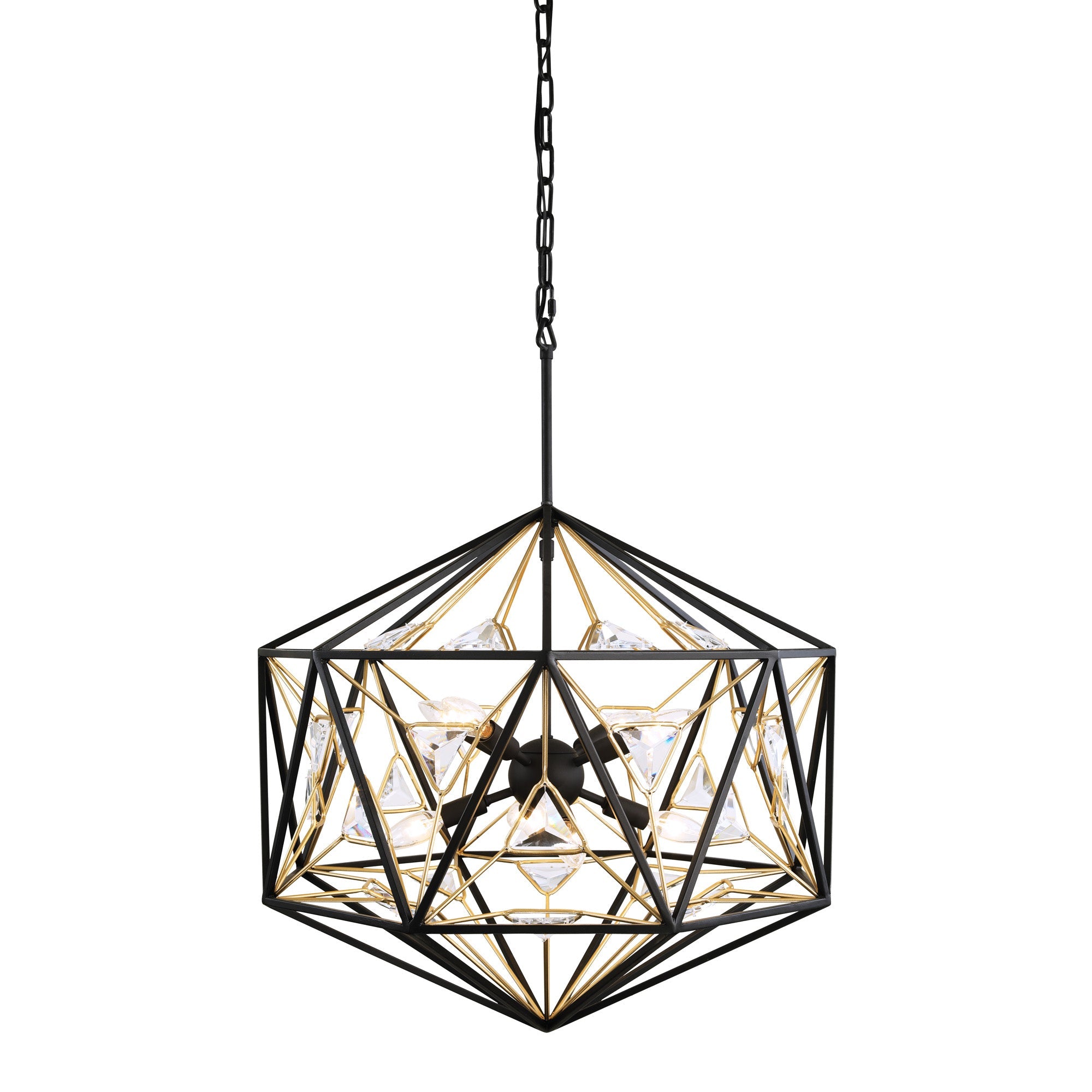 Marcia 8 Light Orb Pendant - Matte Black/French Gold