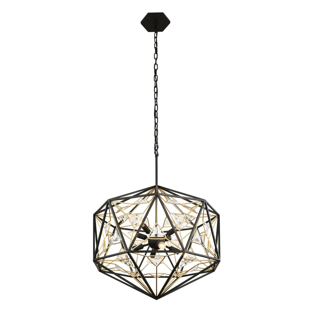 Marcia 8 Light Orb Pendant - Matte Black/French Gold