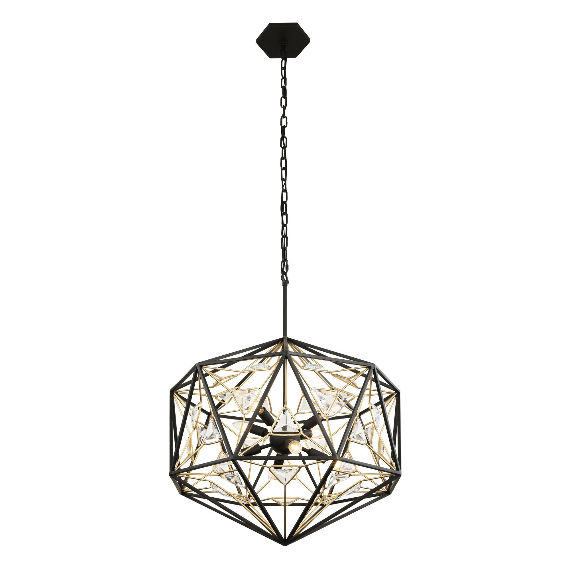 Marcia 8 Light Orb Pendant - Matte Black/French Gold