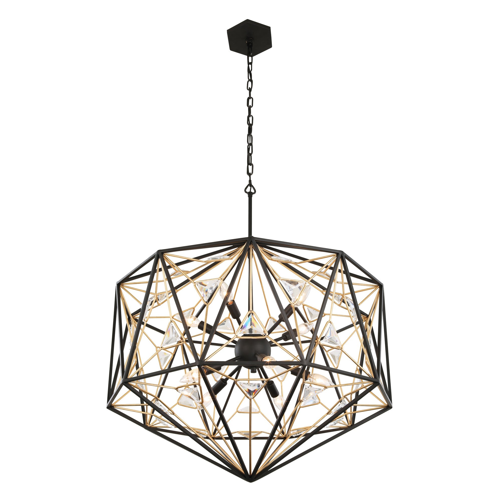 Marcia 10 Light Pendant - Matte Black/French Gold