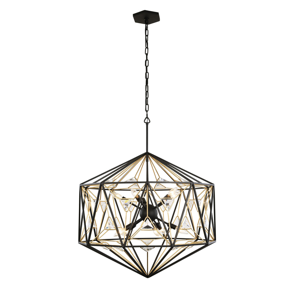 Marcia 10 Light Pendant - Matte Black/French Gold
