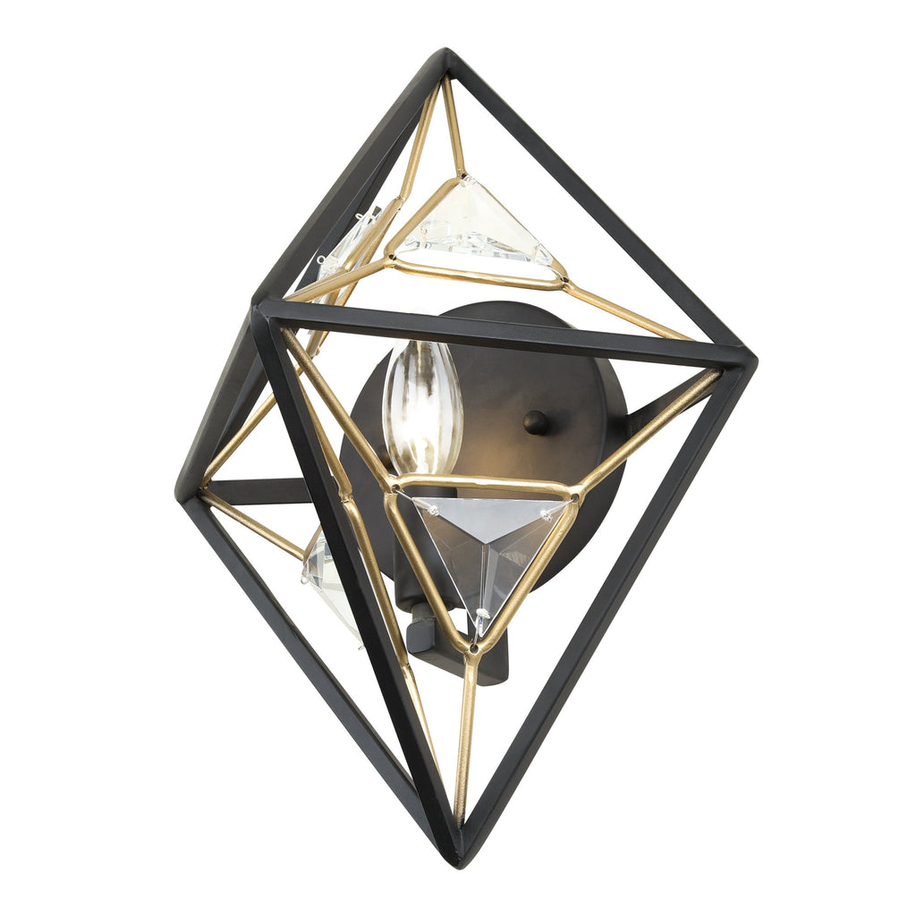 Marcia 1 Light Wall Sconce - Matte Black/French Gold
