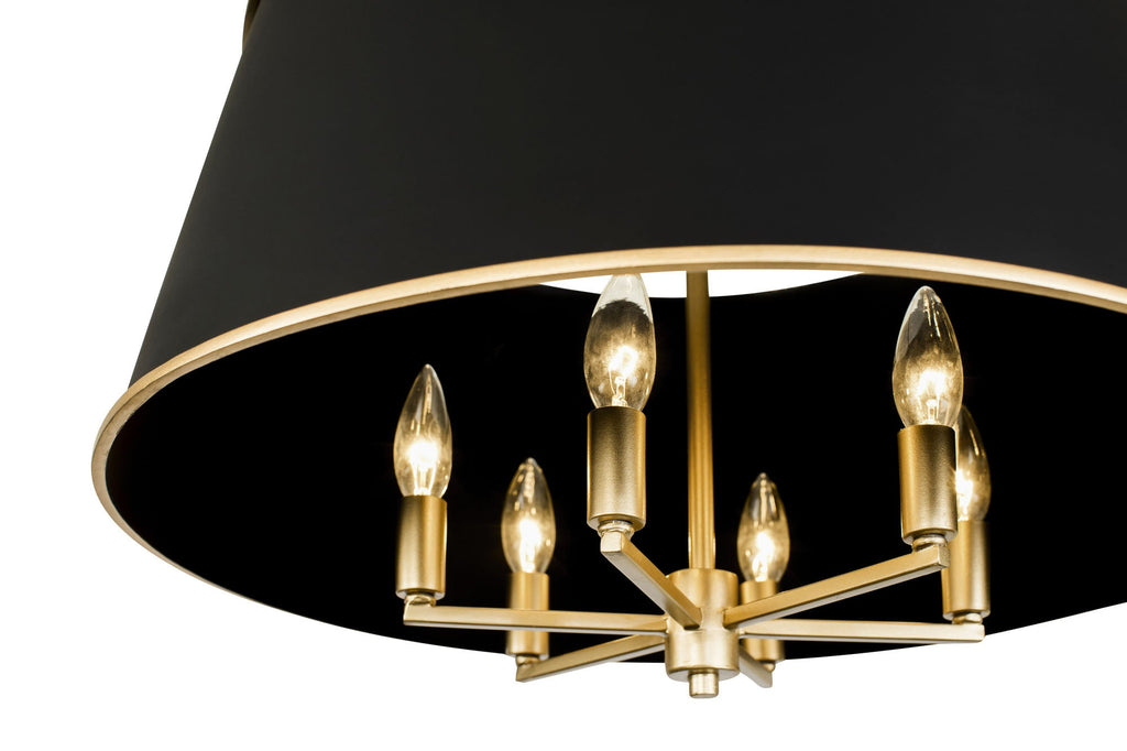 Coco 6 Light Pendant - Matte Black/French Gold