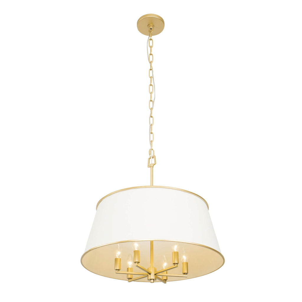 Coco 6 Light Pendant - Matte White/French Gold