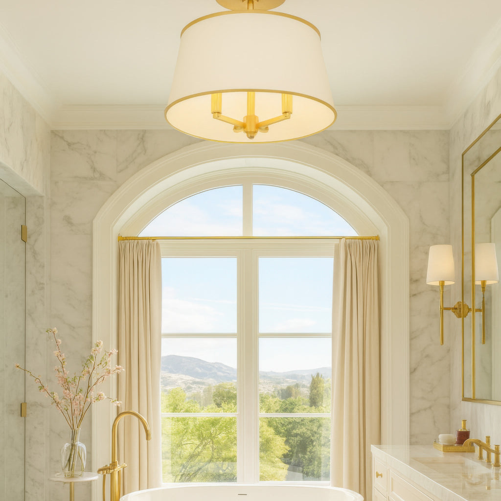 Coco 4 Light Semi-Flush - Matte White/French Gold