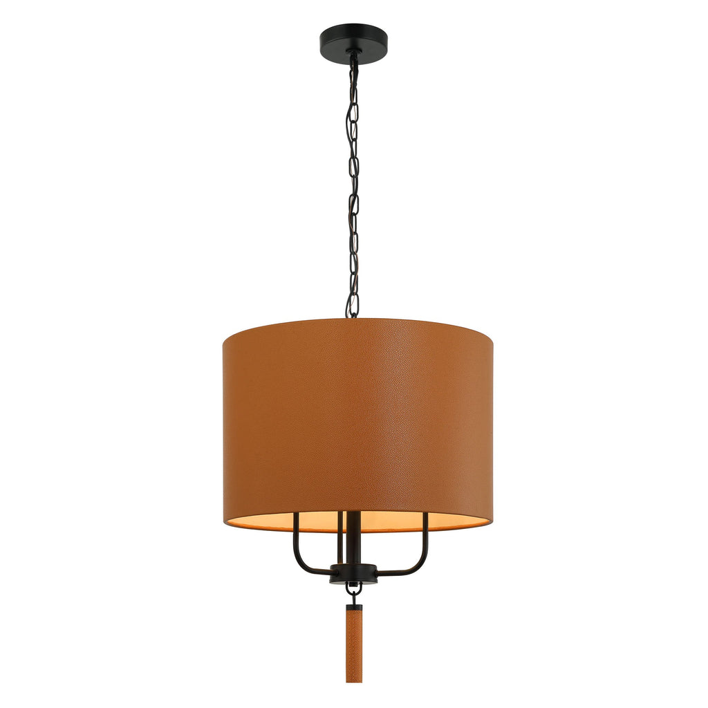 Secret Agent 3 Light Pendant - Black/Camel Leather