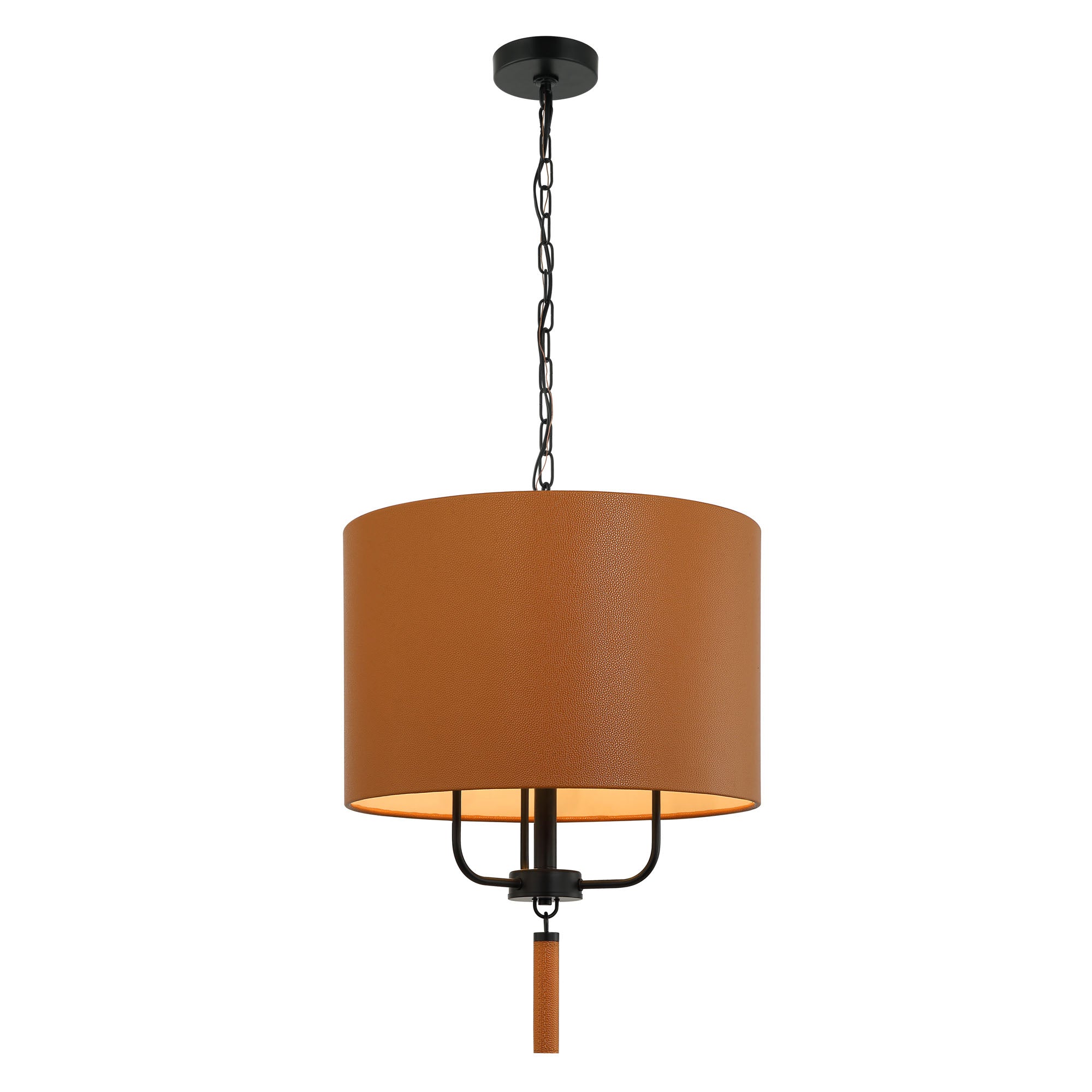 Secret Agent 3 Light Pendant - Black/Camel Leather