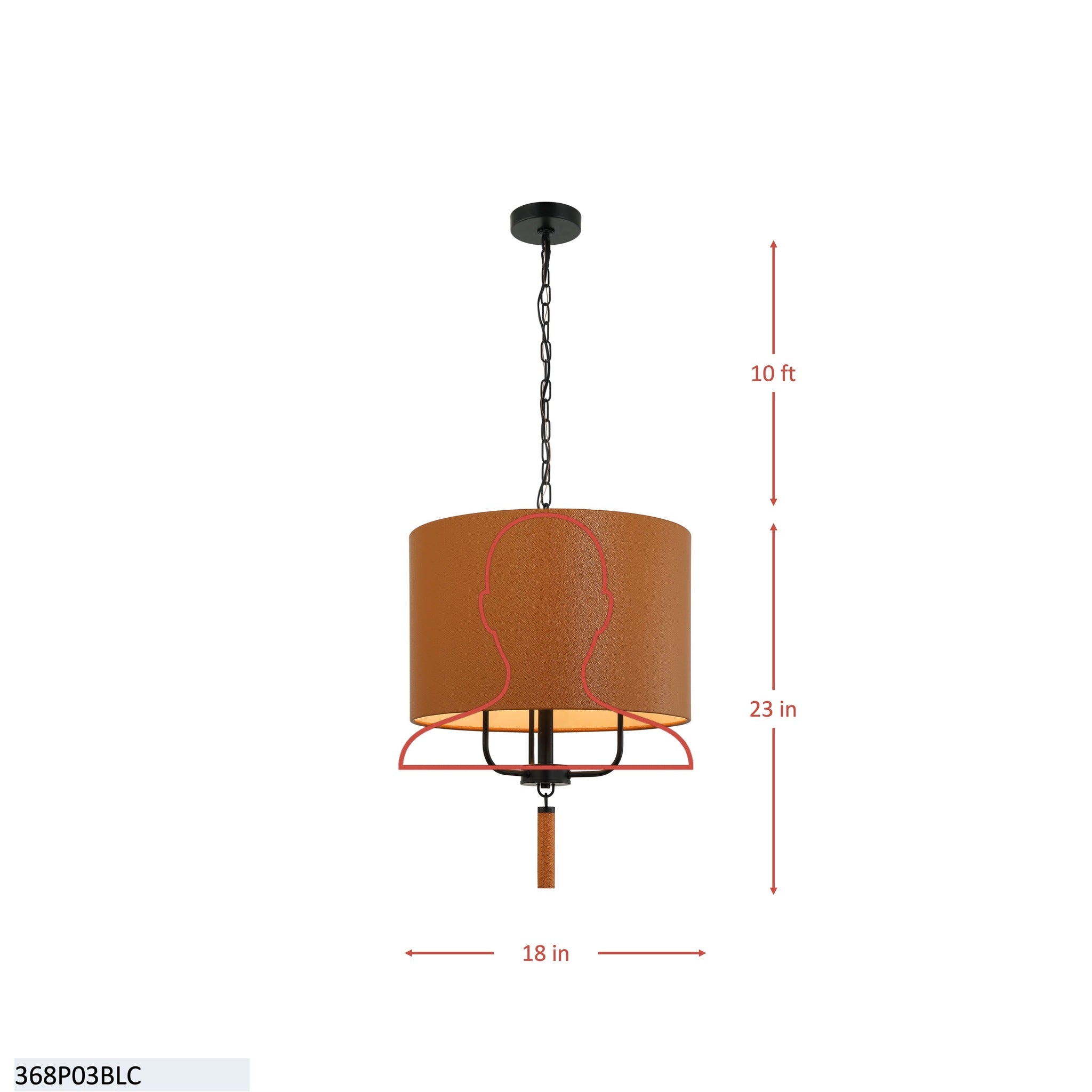 Secret Agent 3 Light Pendant - Black/Camel Leather