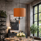 Secret Agent 3 Light Pendant - Black/Camel Leather