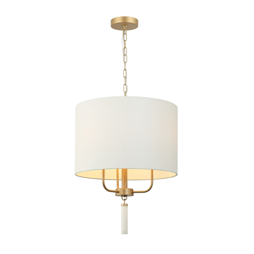 Secret Agent 3 Light Pendant - Painted Gold/White Leather