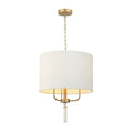 Secret Agent 3 Light Pendant - Painted Gold/White Leather