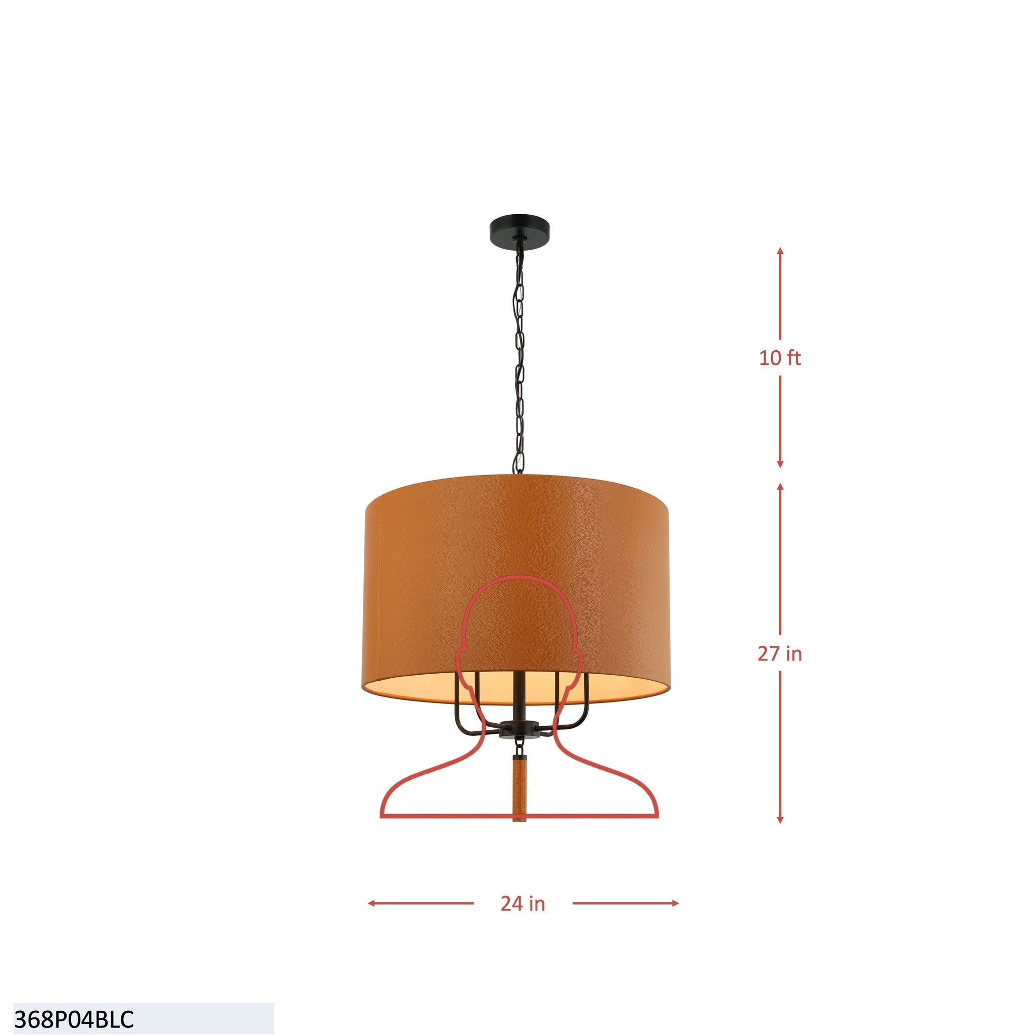 Secret Agent 4 Light Pendant - Painted Gold/White Leather