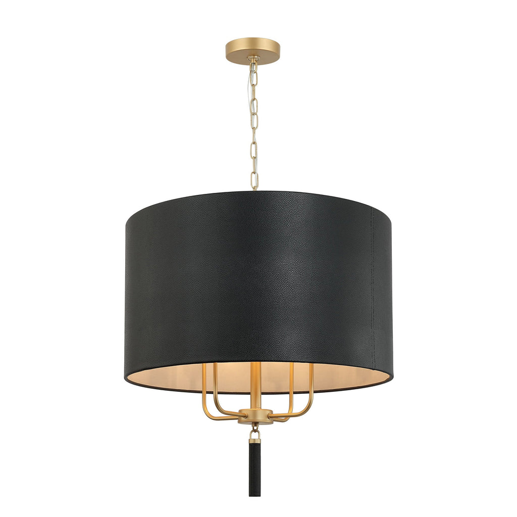 Secret Agent 4 Light Pendant - Painted Gold/Black Leather