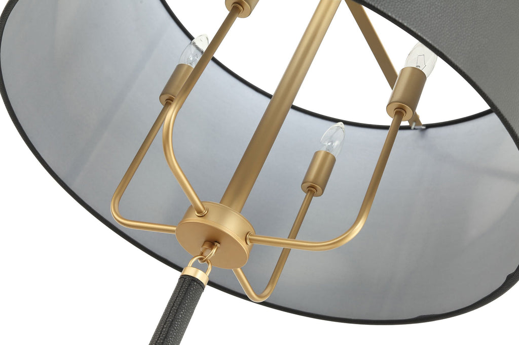 Secret Agent 4 Light Pendant - Painted Gold/Black Leather