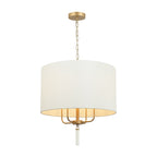 Secret Agent 4 Light Pendant - Painted Gold/White Leather