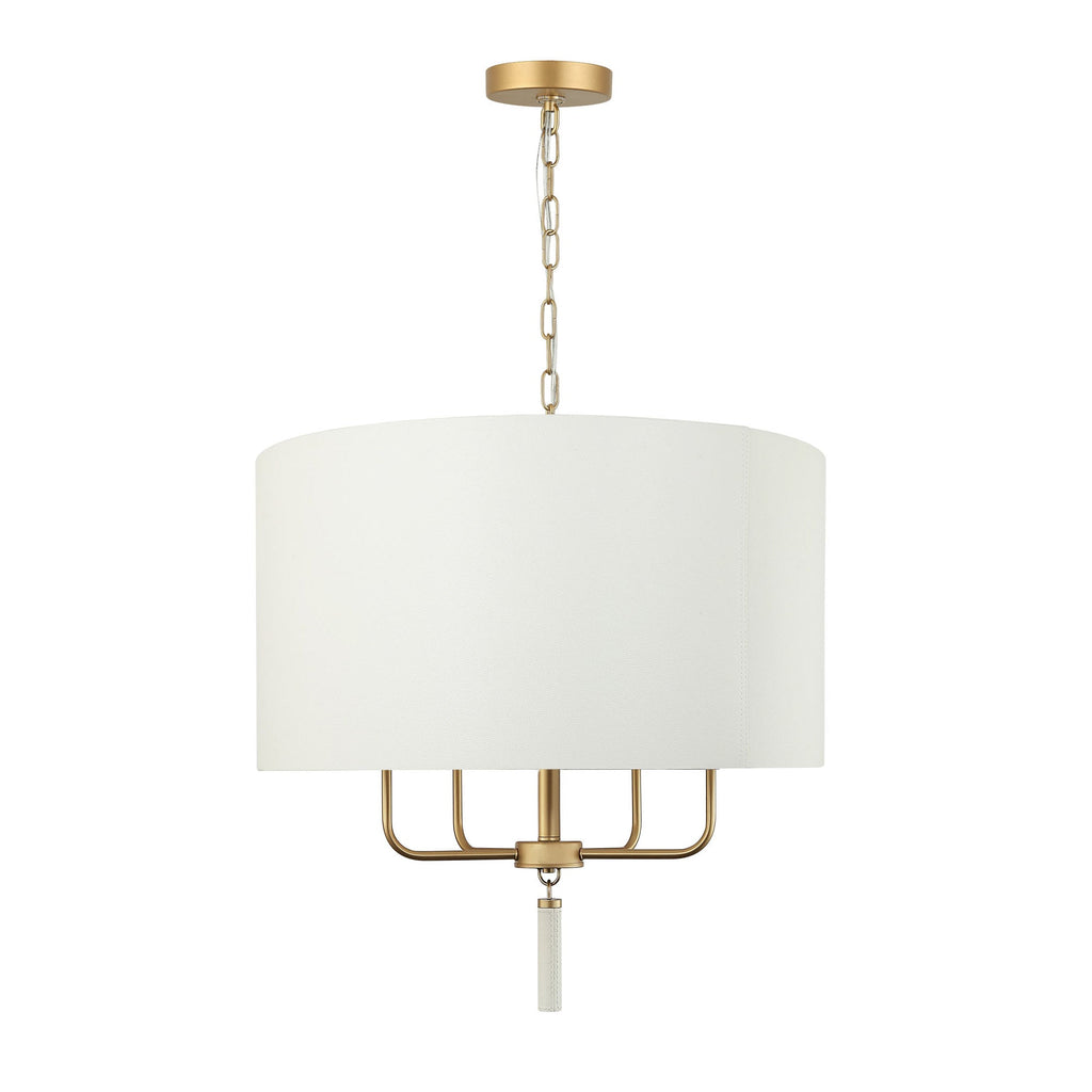 Secret Agent 4 Light Pendant - Painted Gold/White Leather