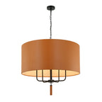 Secret Agent 5 Light Pendant - Black/Camel Leather