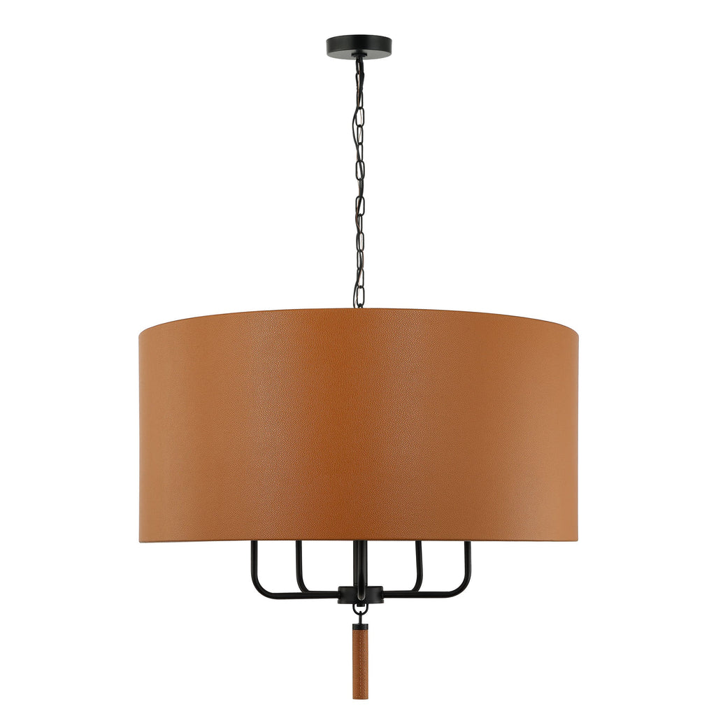 Secret Agent 5 Light Pendant - Black/Camel Leather