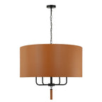 Secret Agent 5 Light Pendant - Black/Camel Leather