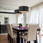 Secret Agent 5 Light Pendant - Painted Gold/Black Leather