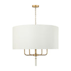 Secret Agent 5 Light Pendant - Painted Gold/White Leather