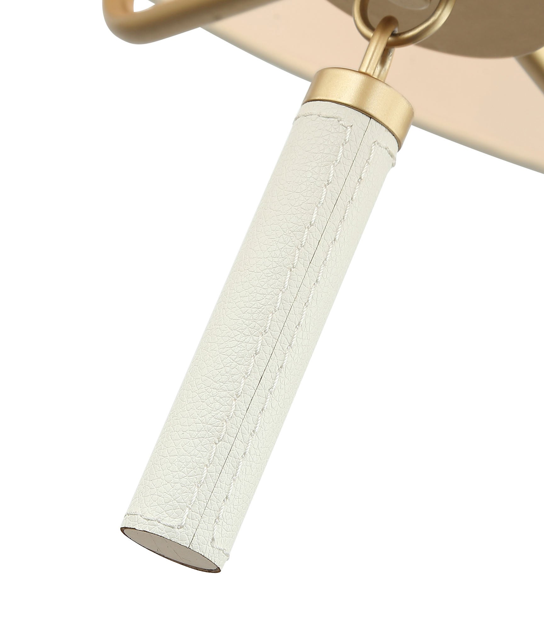 Secret Agent 5 Light Pendant - Painted Gold/White Leather