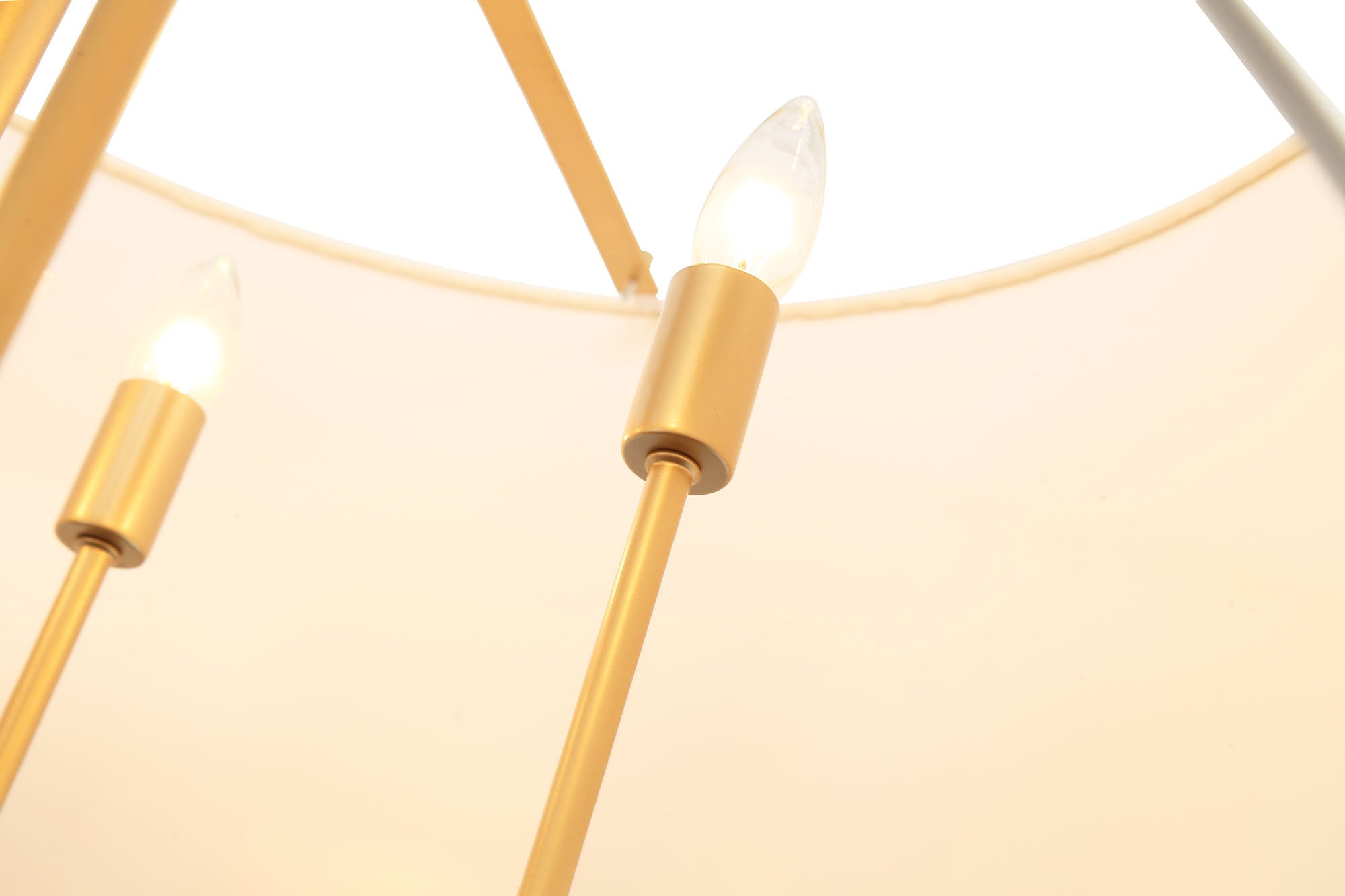 Secret Agent 5 Light Pendant - Painted Gold/White Leather