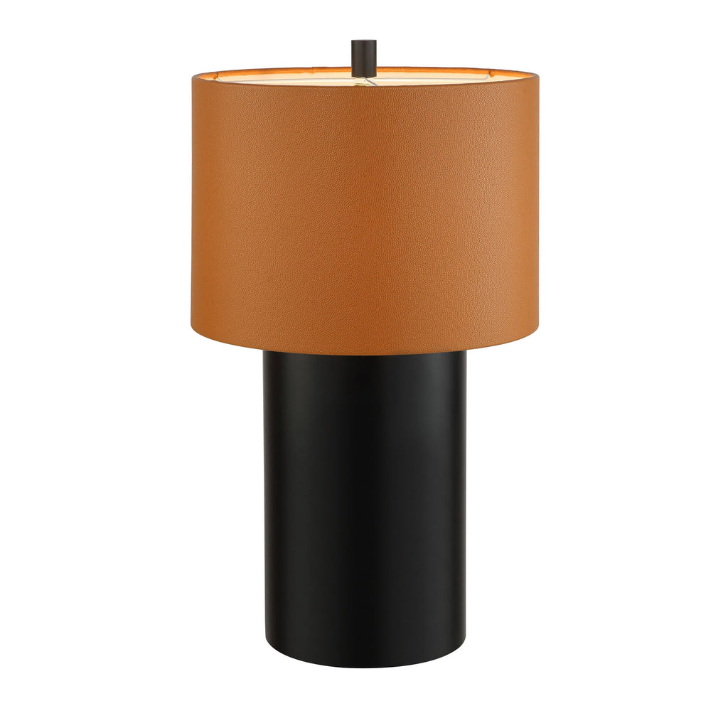 Secret Agent 1 Light Table Lamp - Black/Camel Leather