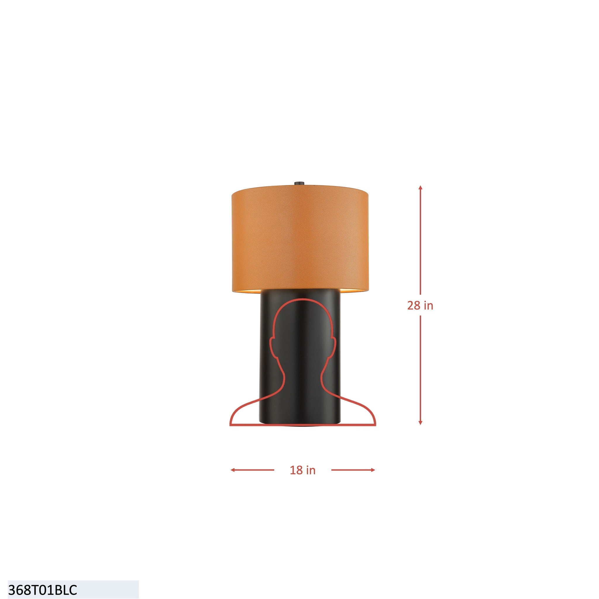 Secret Agent 1 Light Table Lamp - Black/Camel Leather