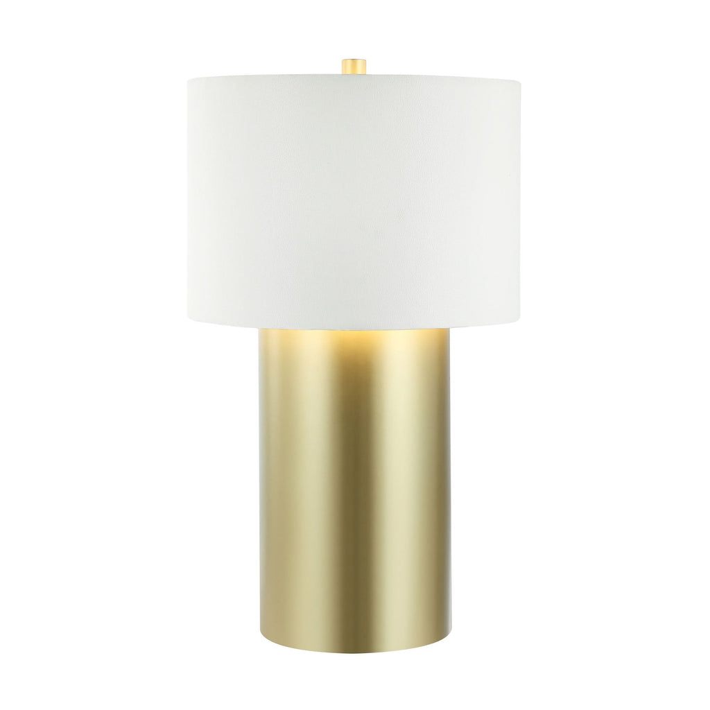 Secret Agent 1 Light Table Lamp - Painted Gold/White Leather
