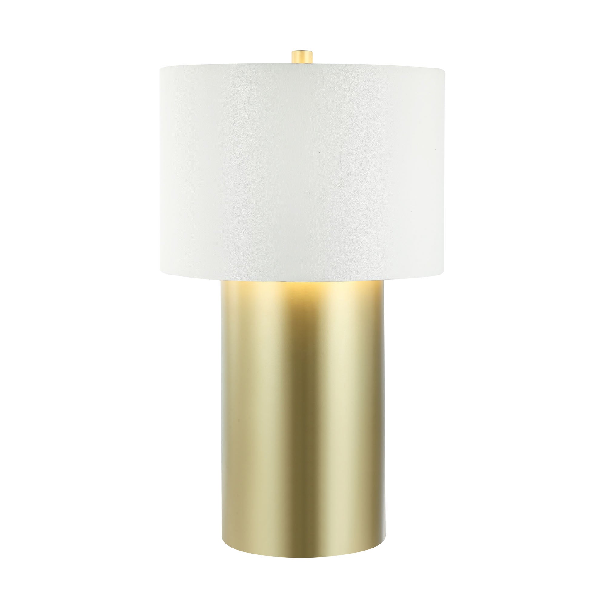 Secret Agent 1 Light Table Lamp - Painted Gold/White Leather