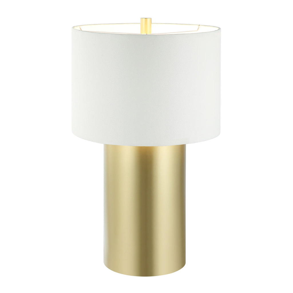 Secret Agent 1 Light Table Lamp - Painted Gold/White Leather