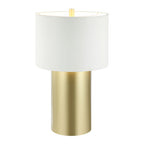 Secret Agent 1 Light Table Lamp - Painted Gold/White Leather