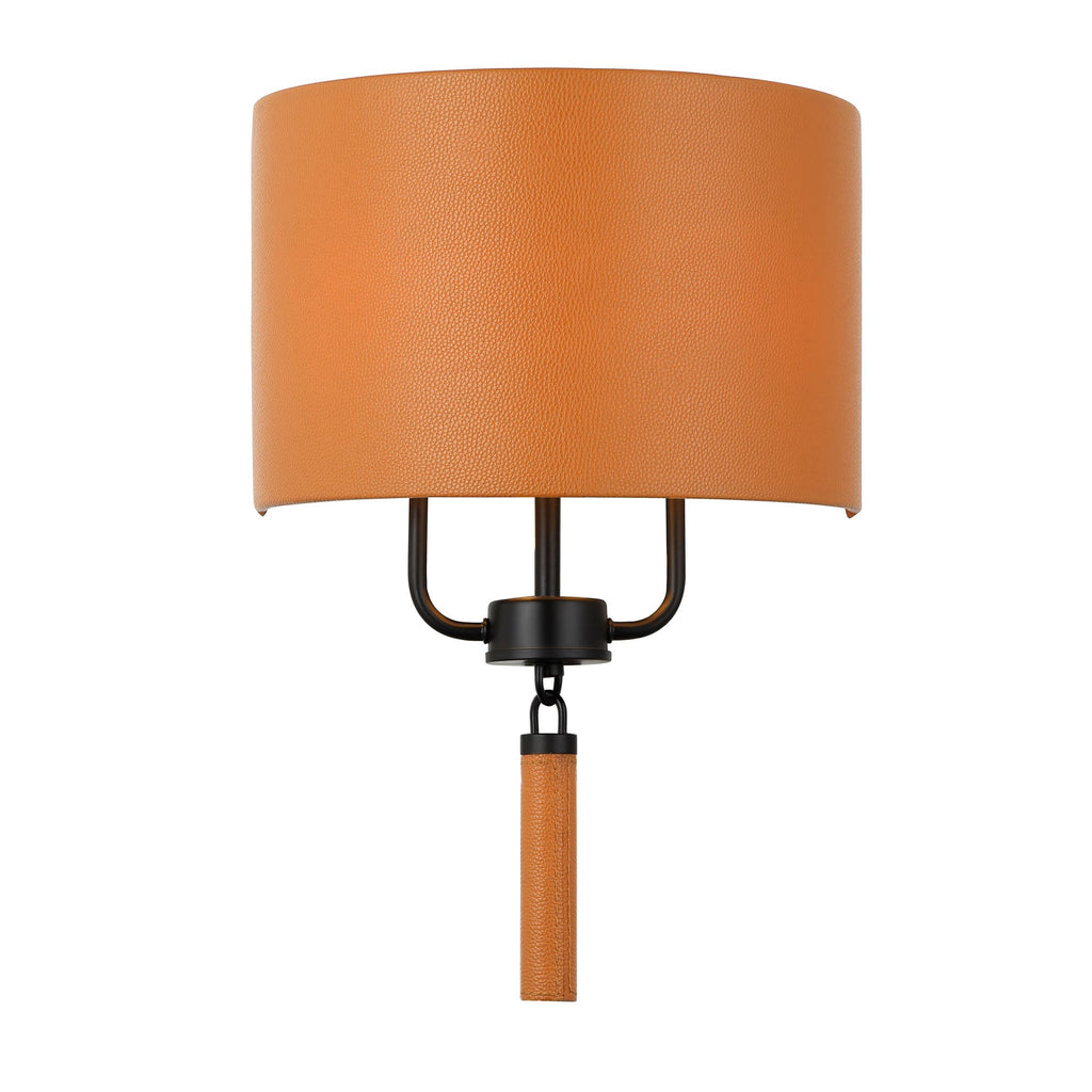 Secret Agent 2 Light Sconce - Black/Camel Leather