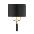 Secret Agent 2 Light Sconce - Painted Gold/Black Leather