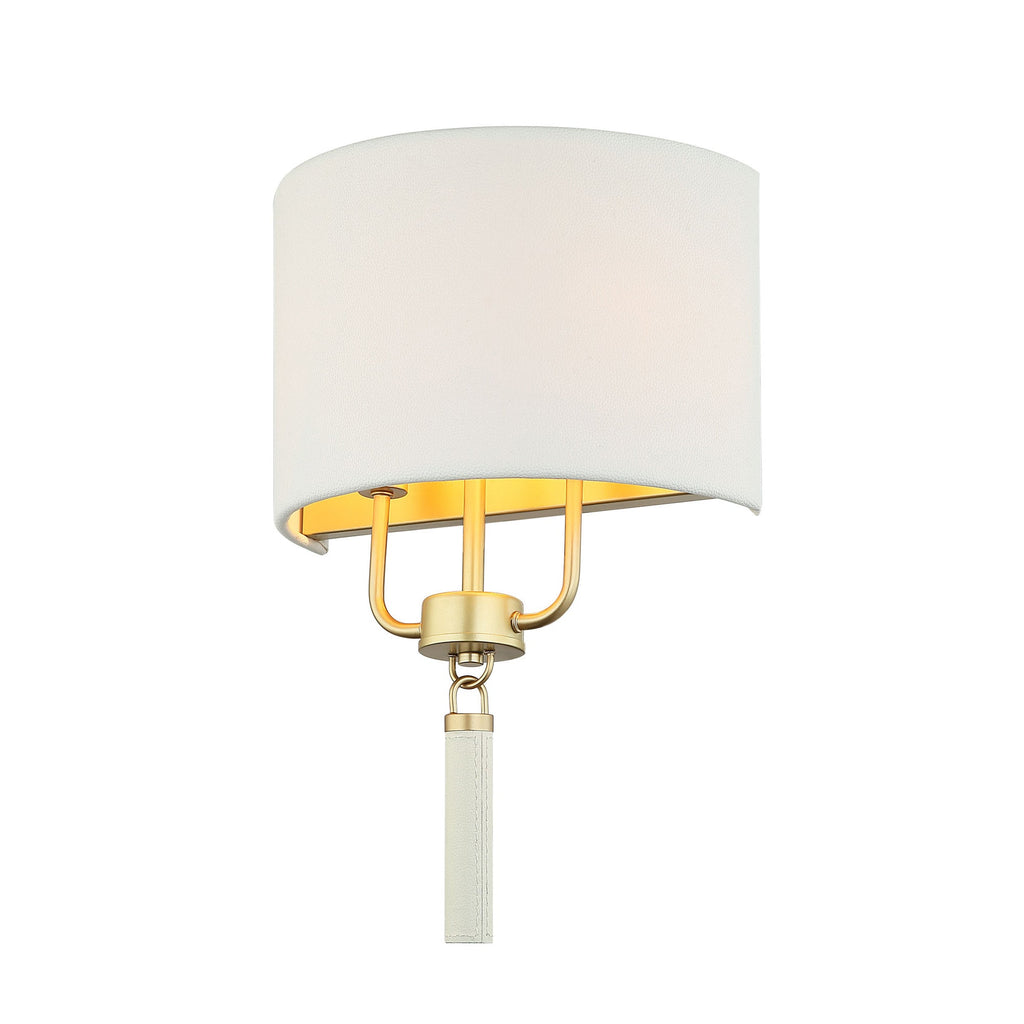 Secret Agent 2 Light Sconce - Painted Gold/White Leather